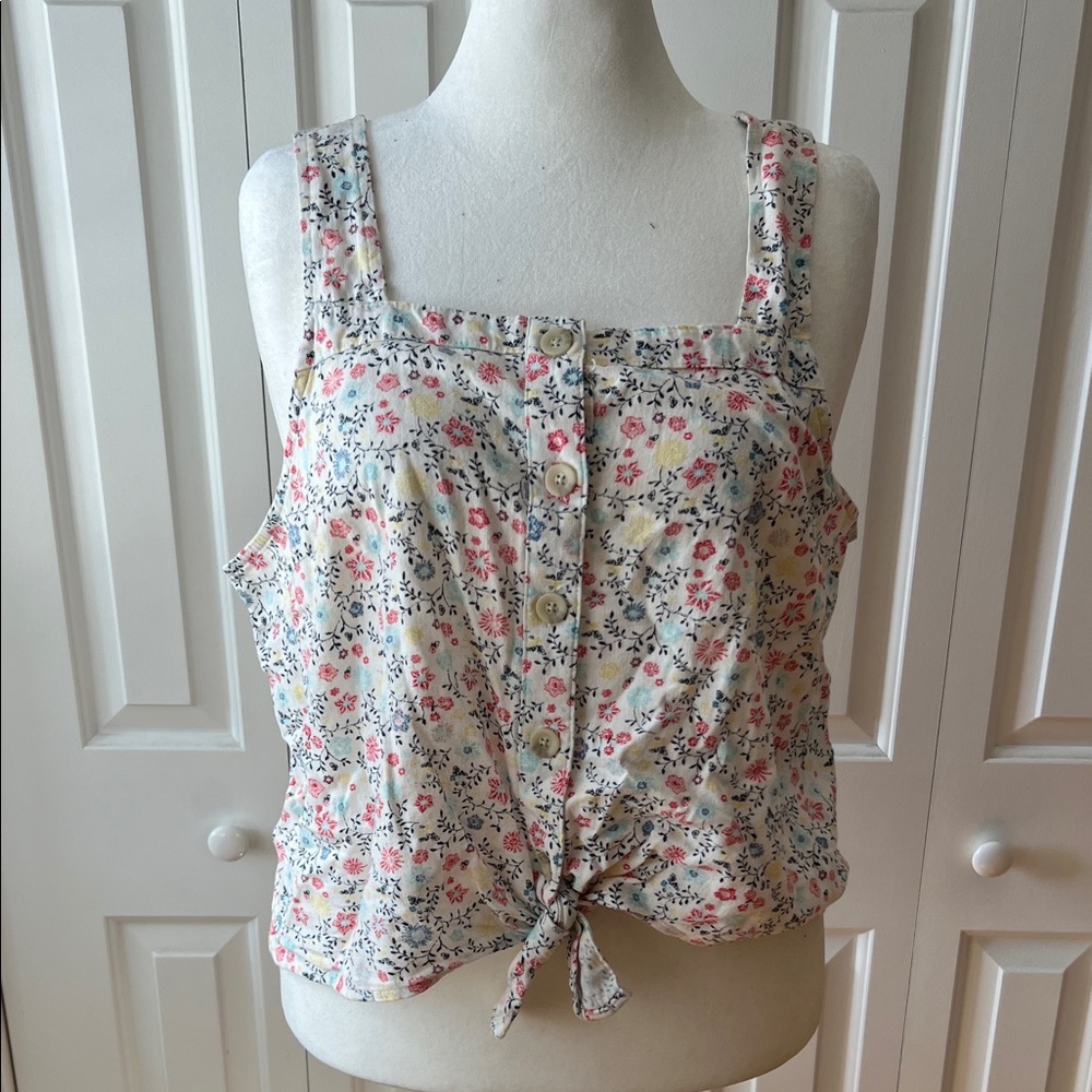 Sonoma Cream Floral Tie-Front Camisole